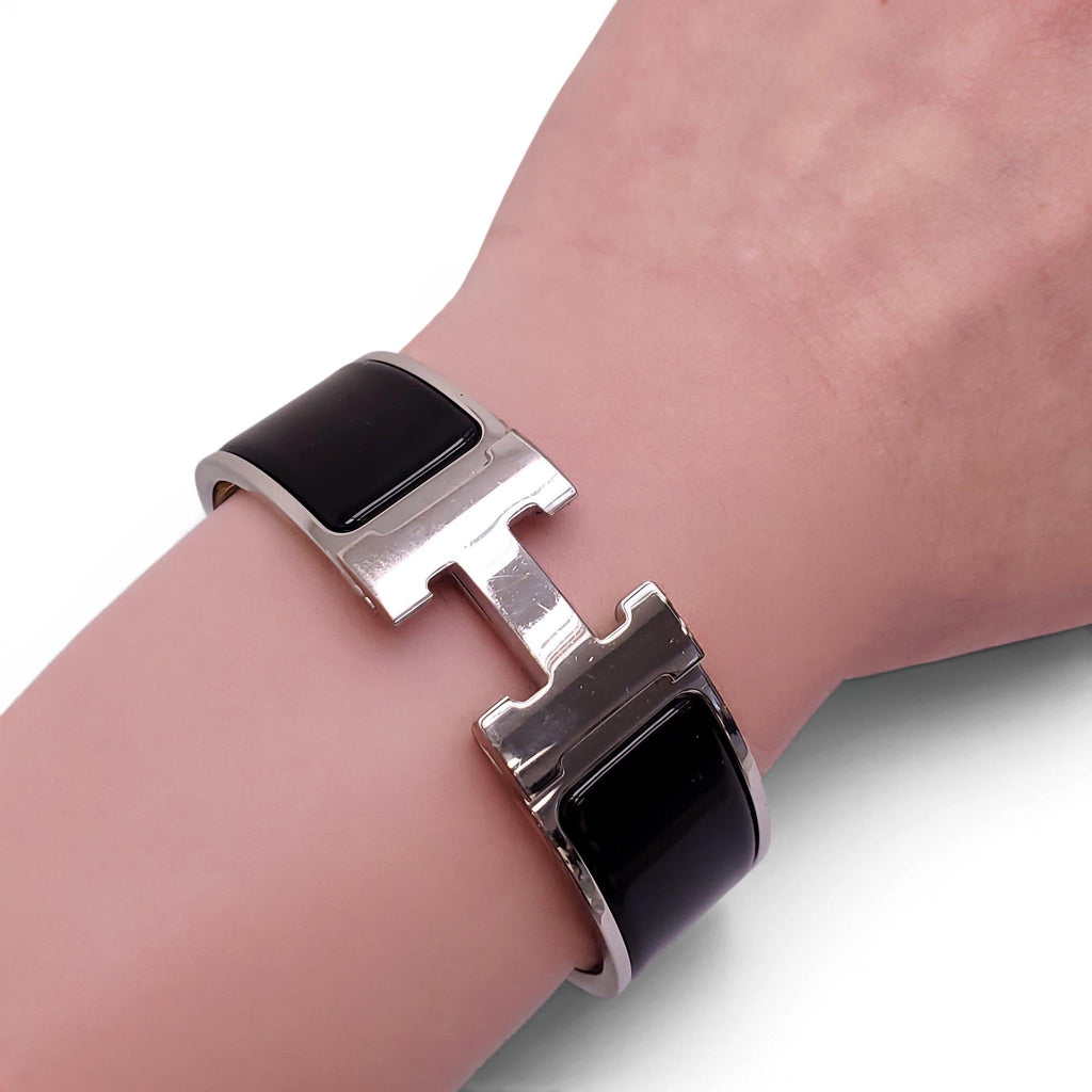 HERMÈS BLACK CLIC CLAC H BRACELET - SIZE 65