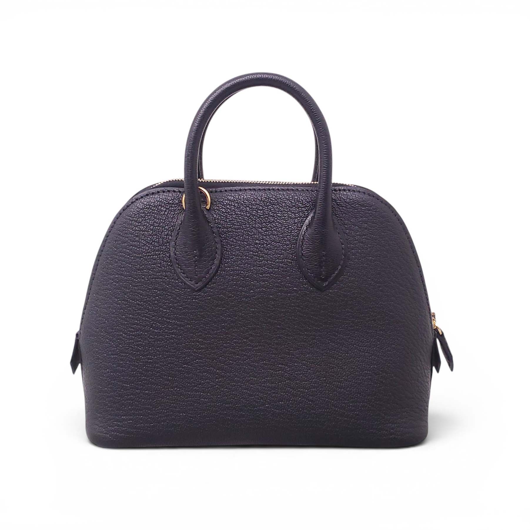 HERMÈS BLACK MINI CHEVRE BOLIDE TOP HANDLE BAG