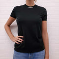 HERMÈS BLACK SILK AND CASHMERE SHORT SLEEVE SWEATER - SIZE 38