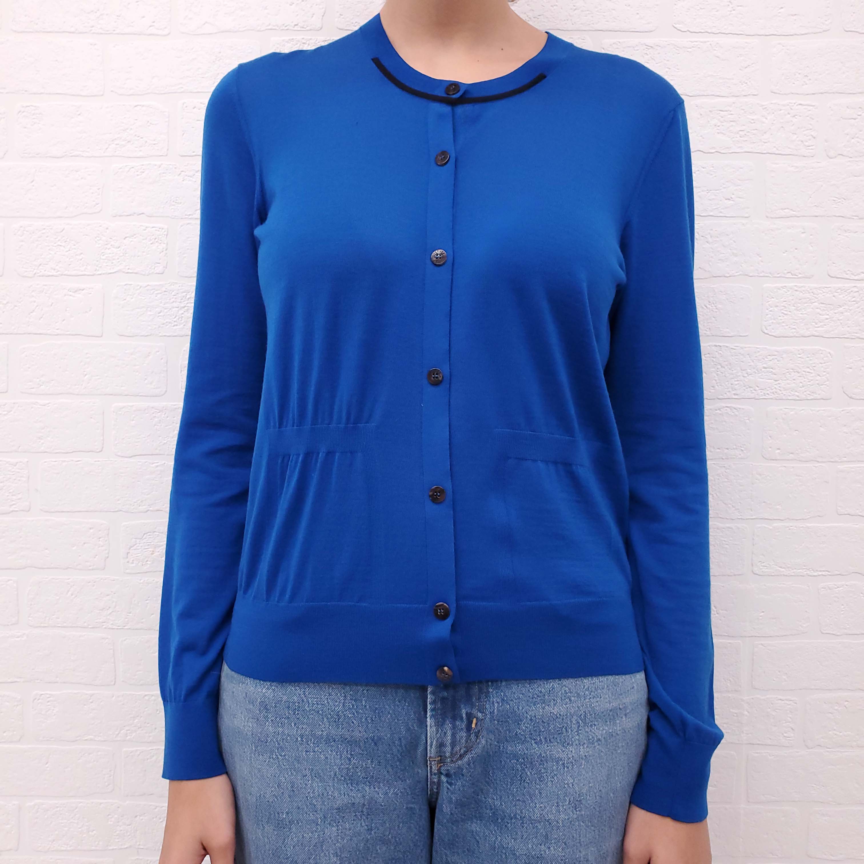 HERMÈS BLUE CARDIGAN - SIZE 38