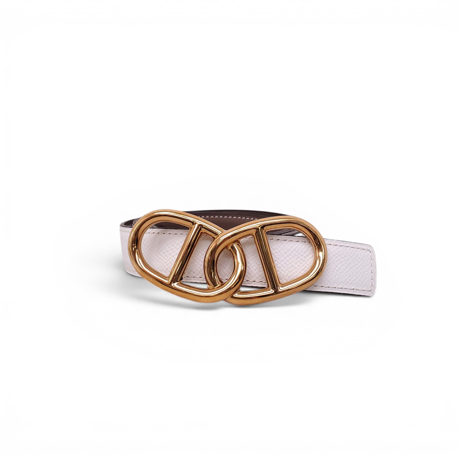 HERMÈS BROWN AND CREAM REVERSIBLE BELT - SIZE 85