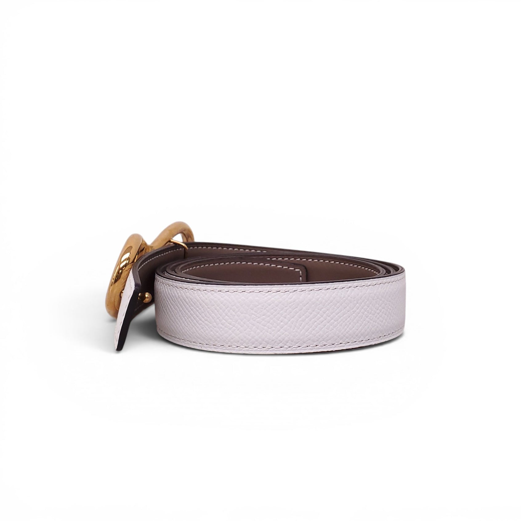 HERMÈS BROWN AND CREAM REVERSIBLE BELT - SIZE 85