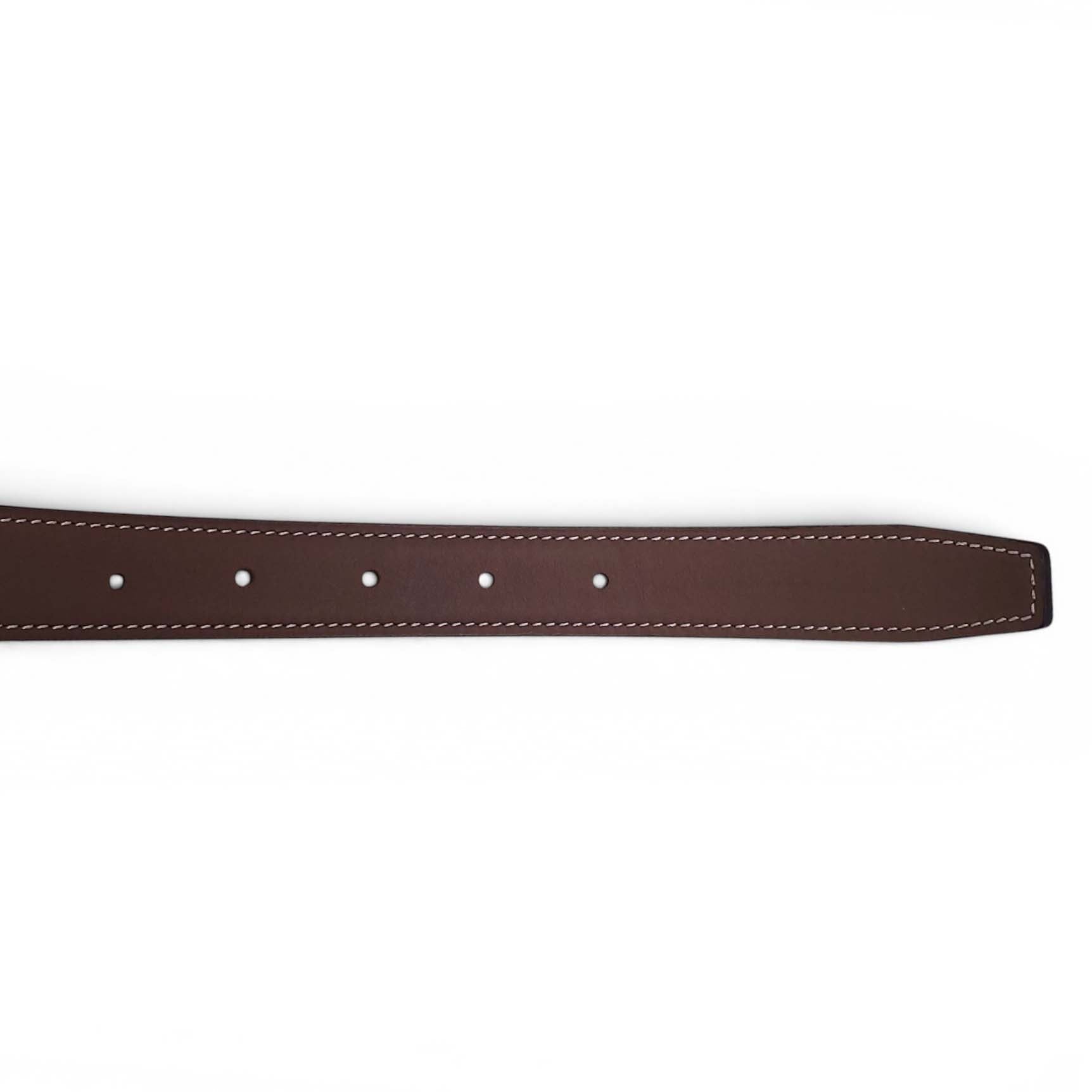 HERMÈS BROWN AND CREAM REVERSIBLE BELT - SIZE 85