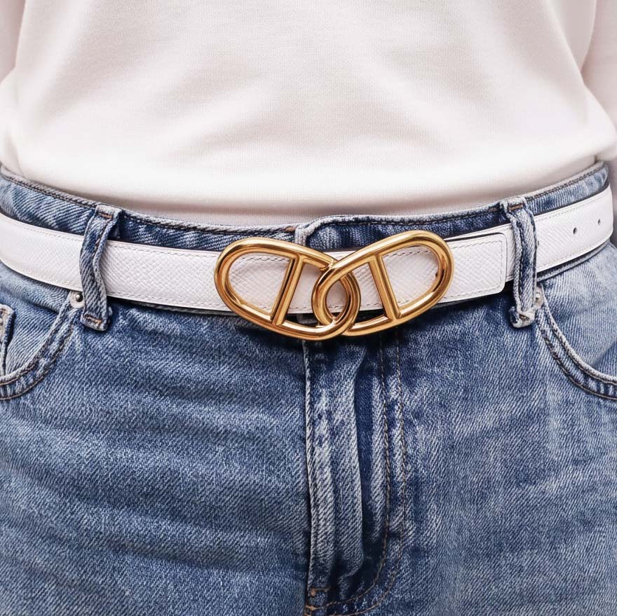 HERMÈS BROWN AND CREAM REVERSIBLE BELT - SIZE 85