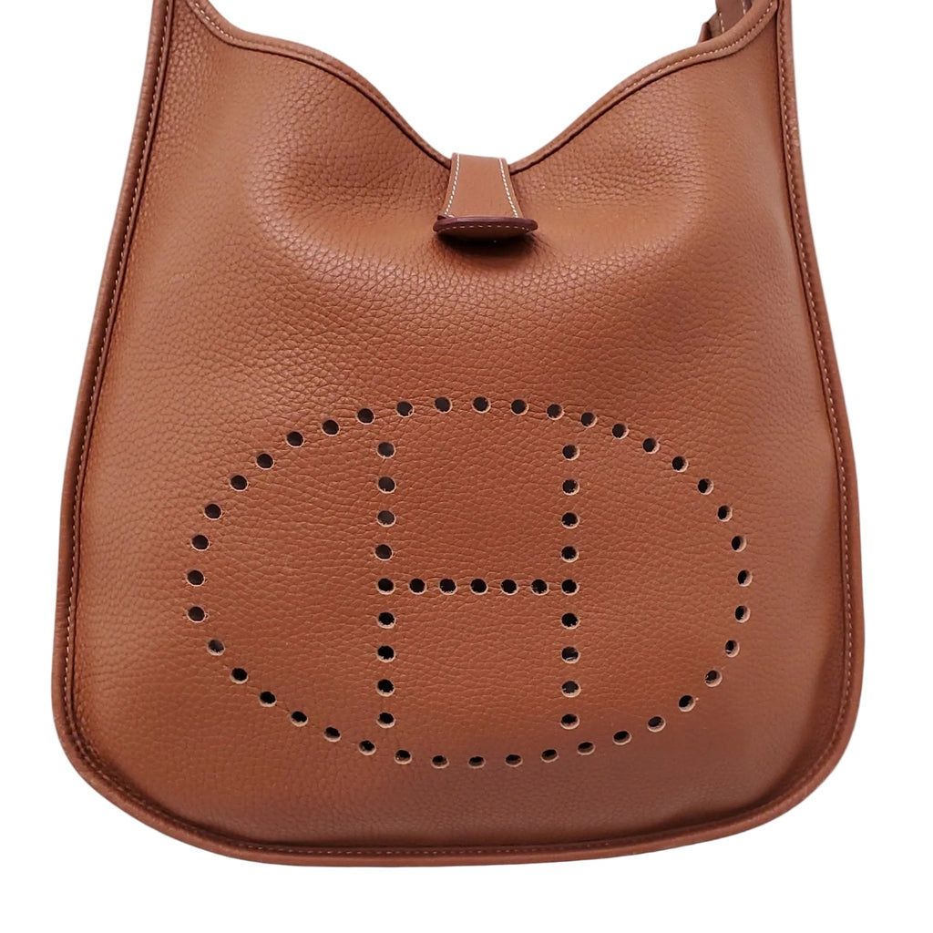 HERMÈS BROWN CLÉMENCE LEATHER EVELYN 29 GM BAG
