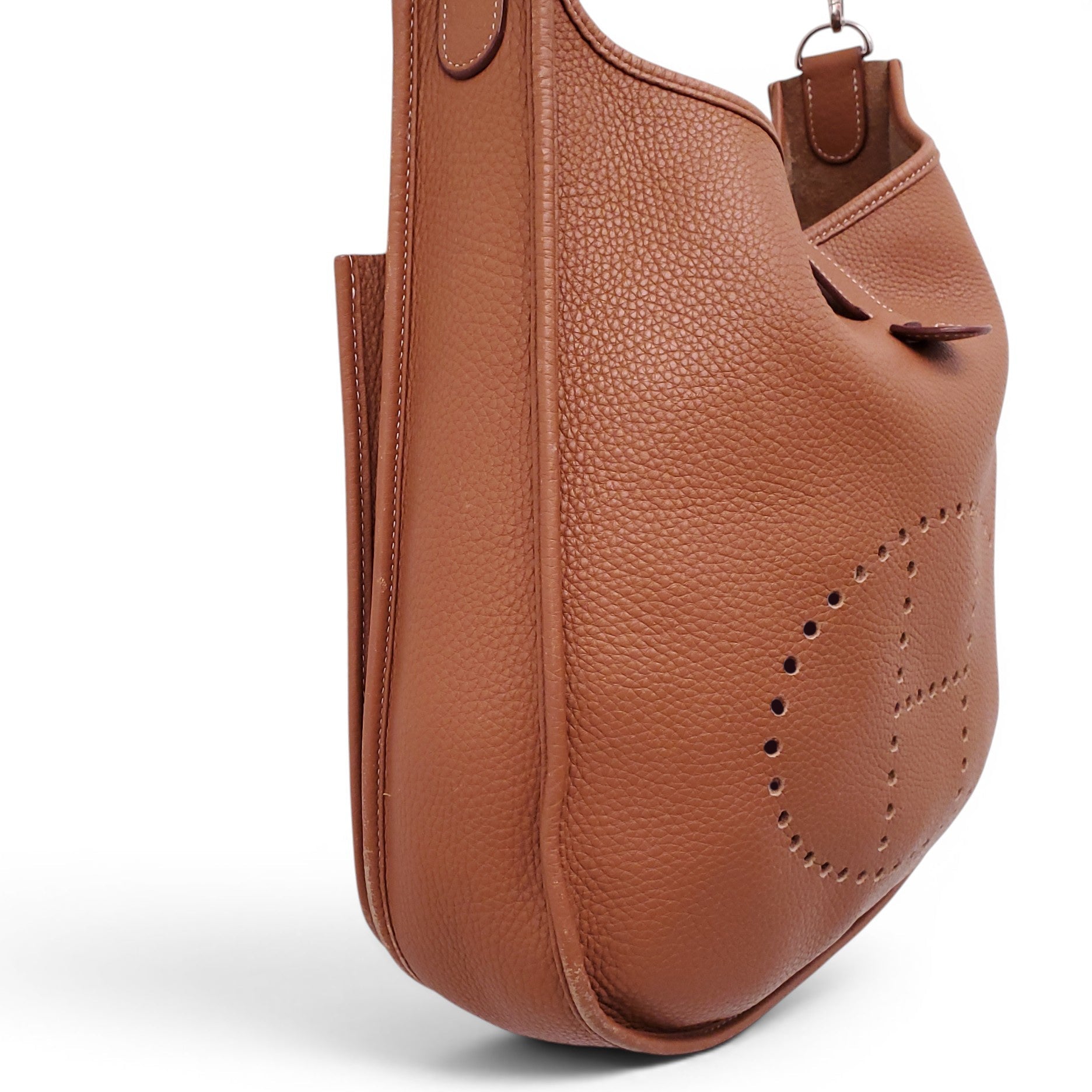 HERMÈS BROWN CLÉMENCE LEATHER EVELYN 29 GM BAG