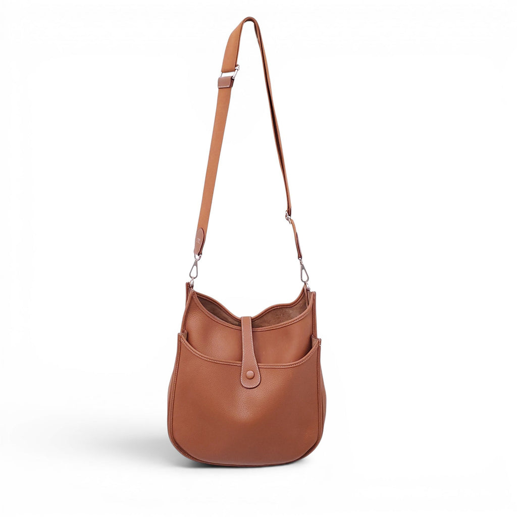HERMÈS BROWN CLÉMENCE LEATHER EVELYN 29 GM BAG