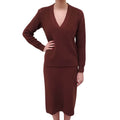 HERMÈS BURGUNDY KNIT SKIRT SET - SIZE 38