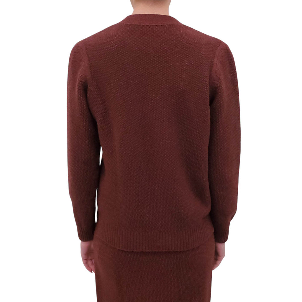 HERMÈS BURGUNDY KNIT SKIRT SET - SIZE 38