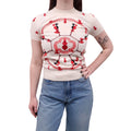 HERMÈS CREAM CASHMERE EMBROIDERED SHORT SLEEVE SWEATER - SIZE 34