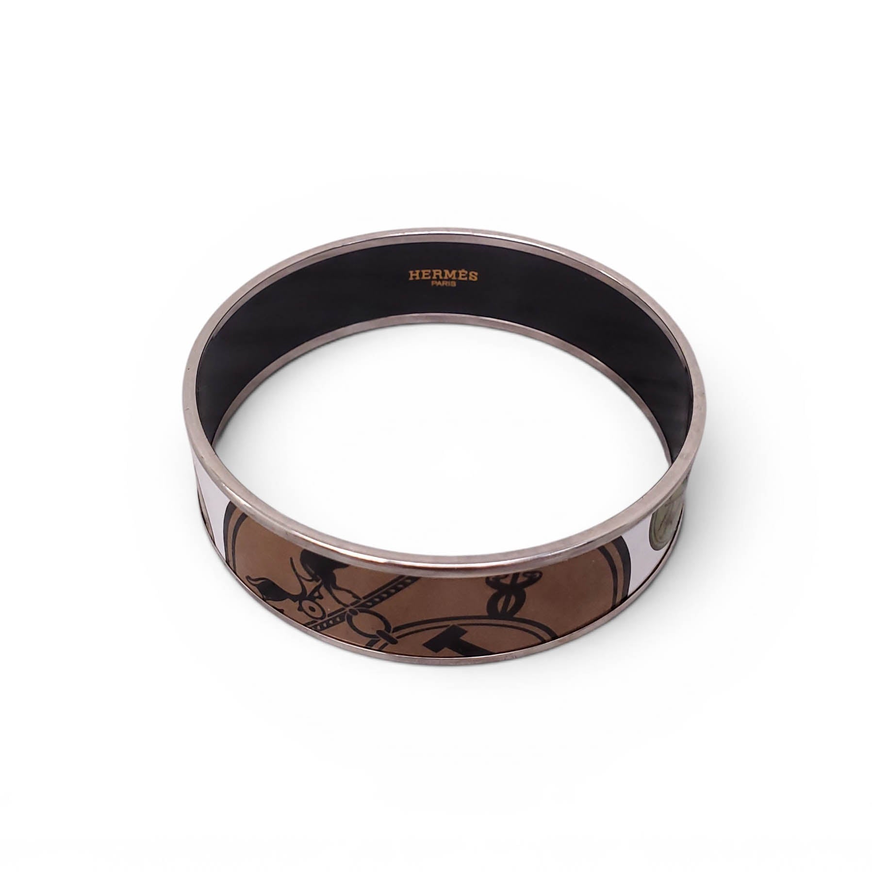 HERMÈS LARGE H LOGO PATTERNED BANGLE - SIZE 70
