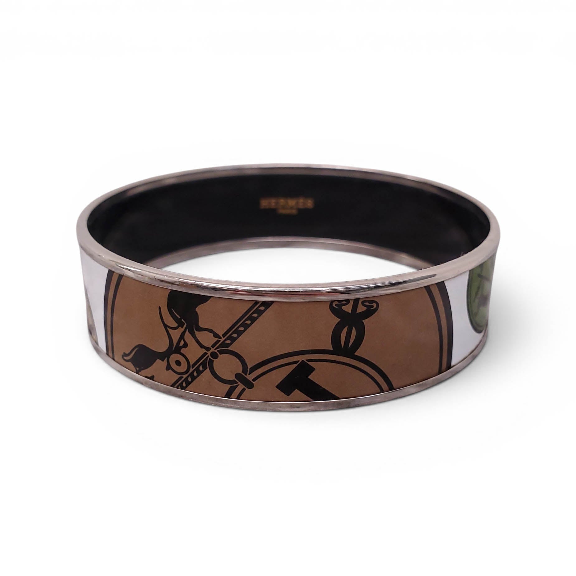HERMÈS LARGE H LOGO PATTERNED BANGLE - SIZE 70