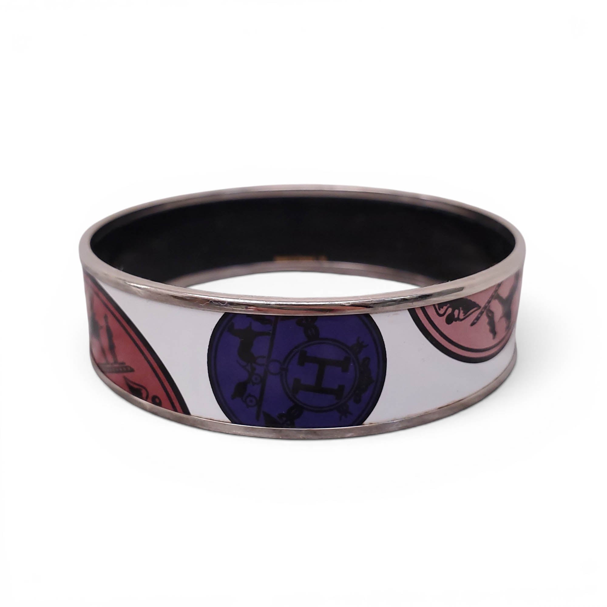 HERMÈS LARGE H LOGO PATTERNED BANGLE - SIZE 70
