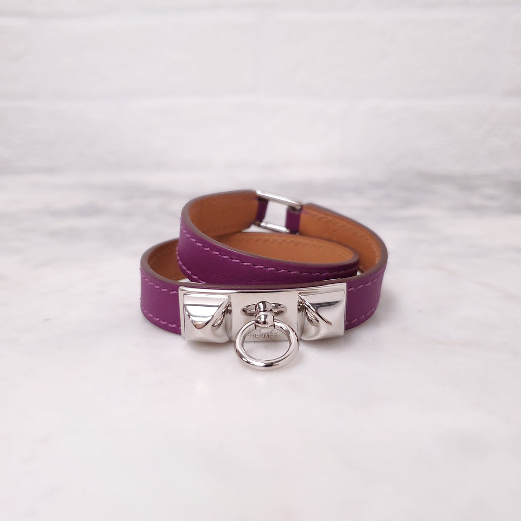 HERMÈS PURPLE 'CHAMONIX RIVALE DOUBLE TOUR' BRACELET - SIZE XS