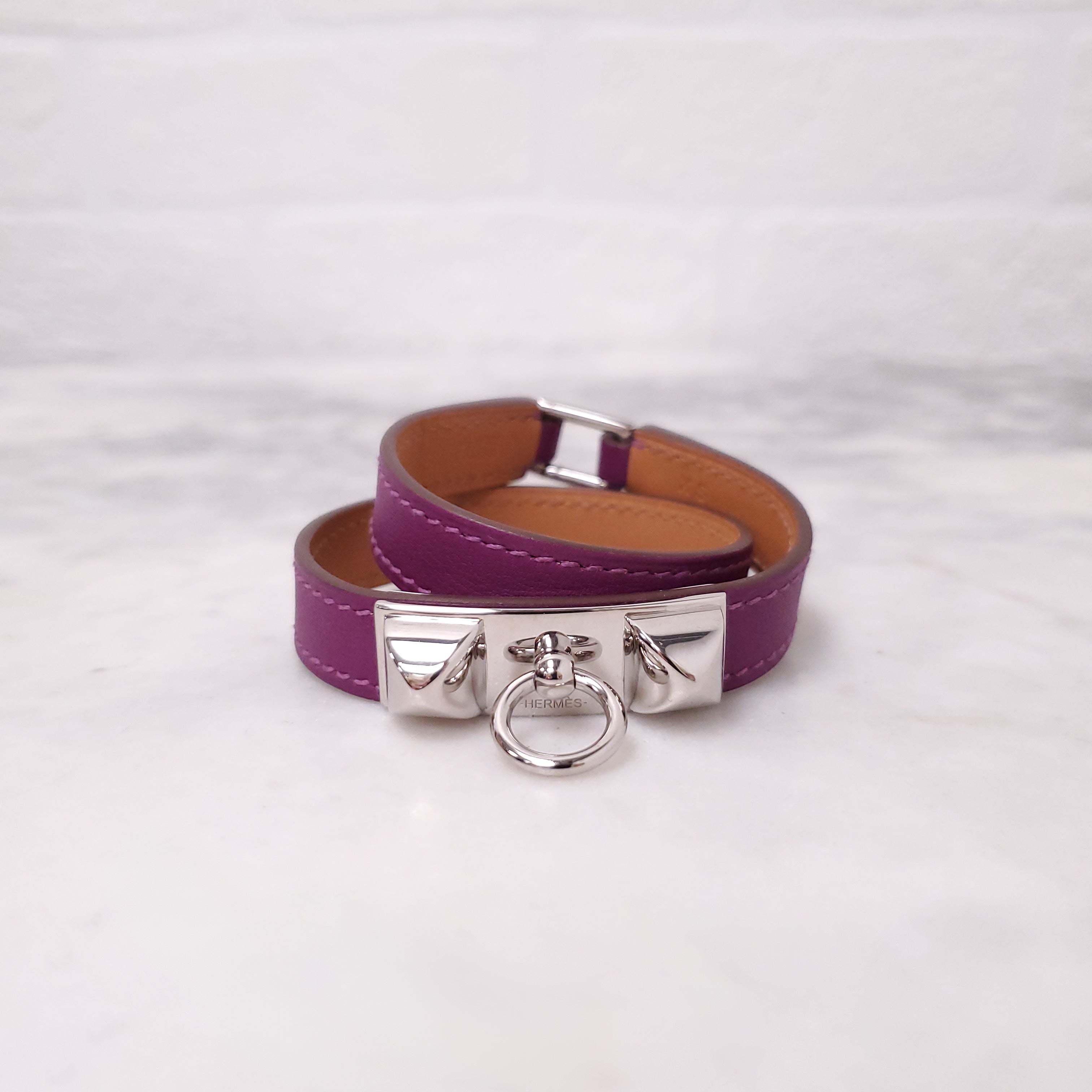 HERMÈS PURPLE 'CHAMONIX RIVALE DOUBLE TOUR' BRACELET - SIZE XS