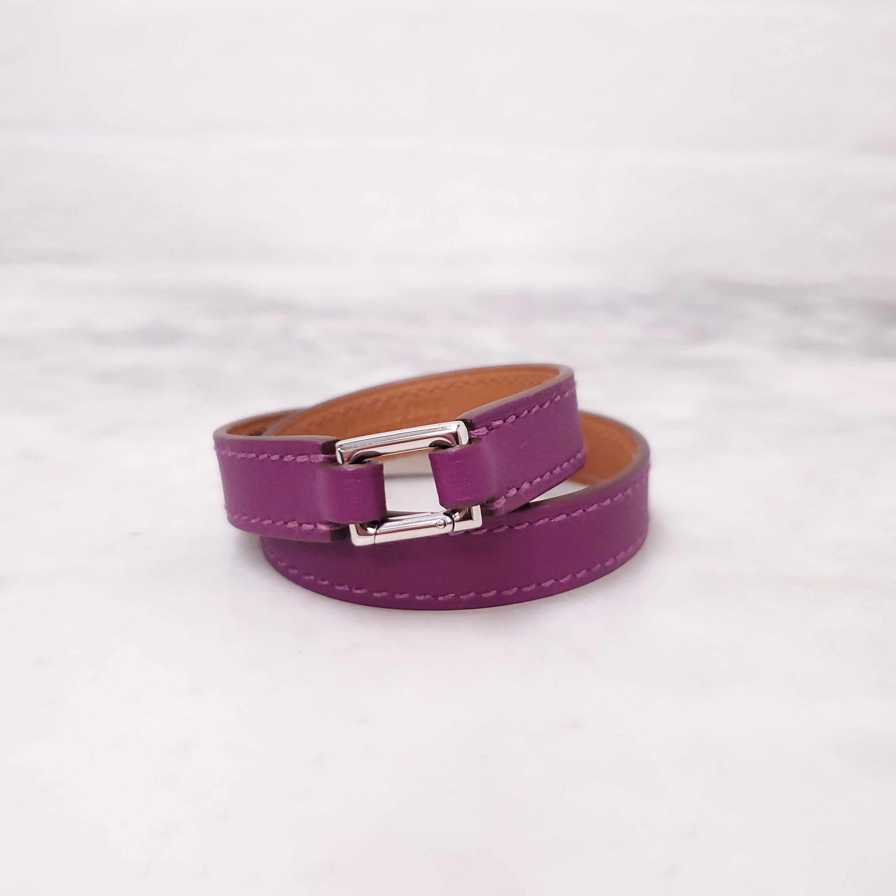 HERMÈS PURPLE 'CHAMONIX RIVALE DOUBLE TOUR' BRACELET - SIZE XS