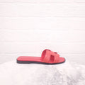 HERMÈS RED OSTRICH ORAN SANDALS - SIZE 36.5
