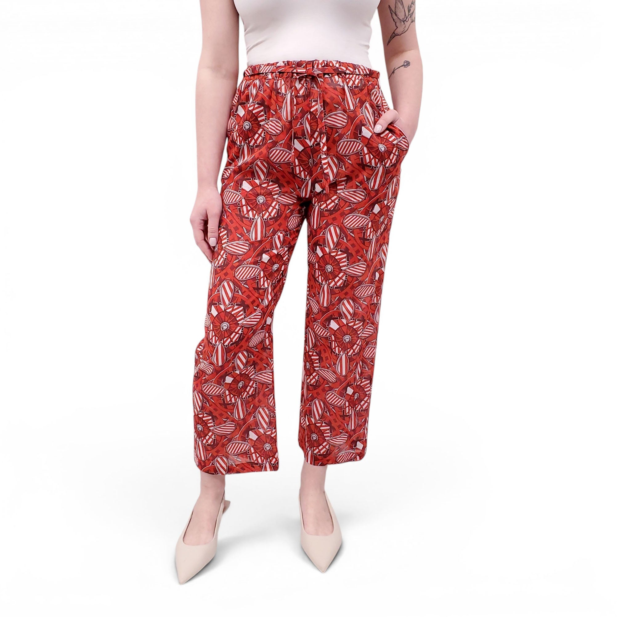 HERMÈS SHEER PRINTED TROUSERS - SIZE 34