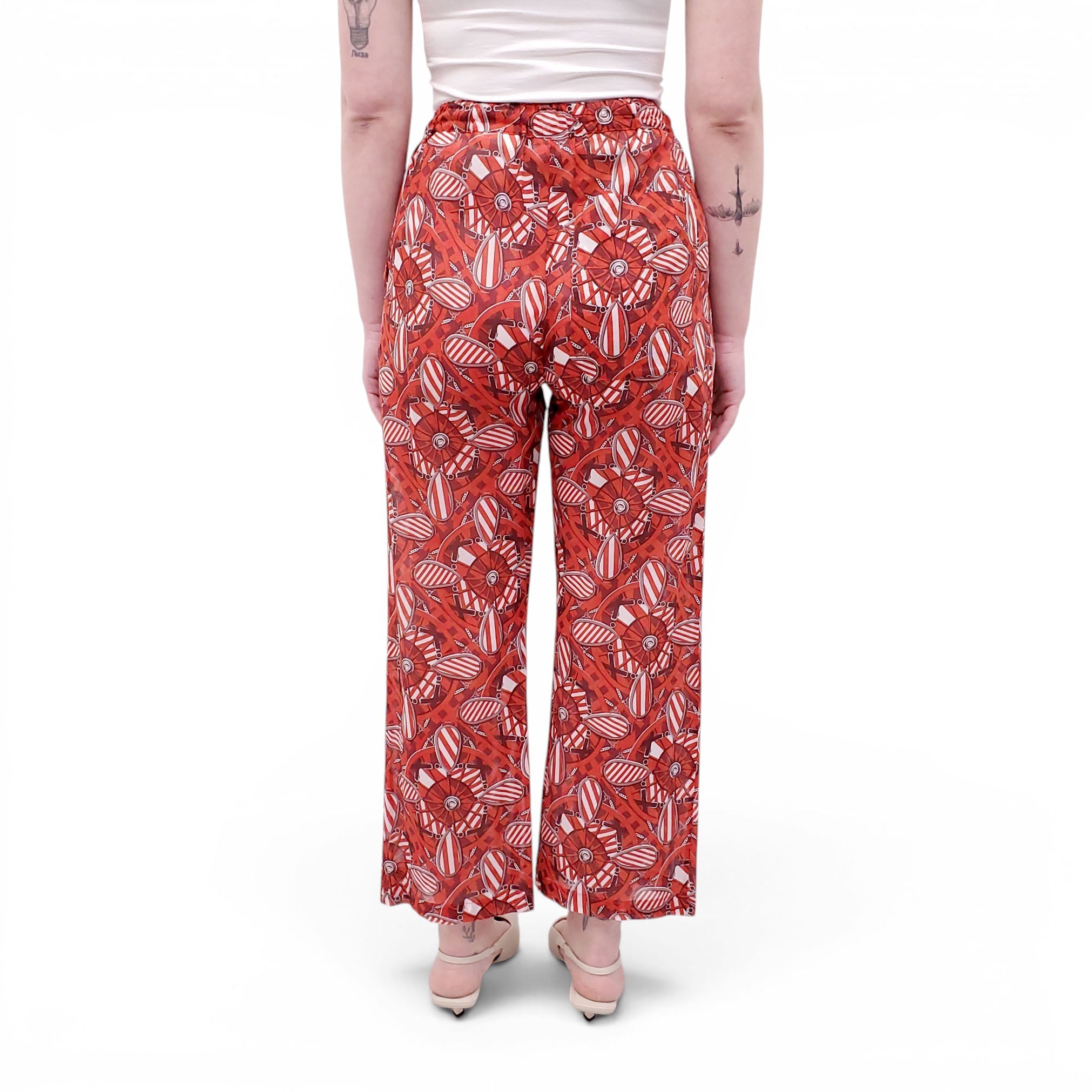 HERMÈS SHEER PRINTED TROUSERS - SIZE 34