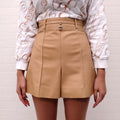 HERMÈS TAN LEATHER SHORTS - SIZE 34