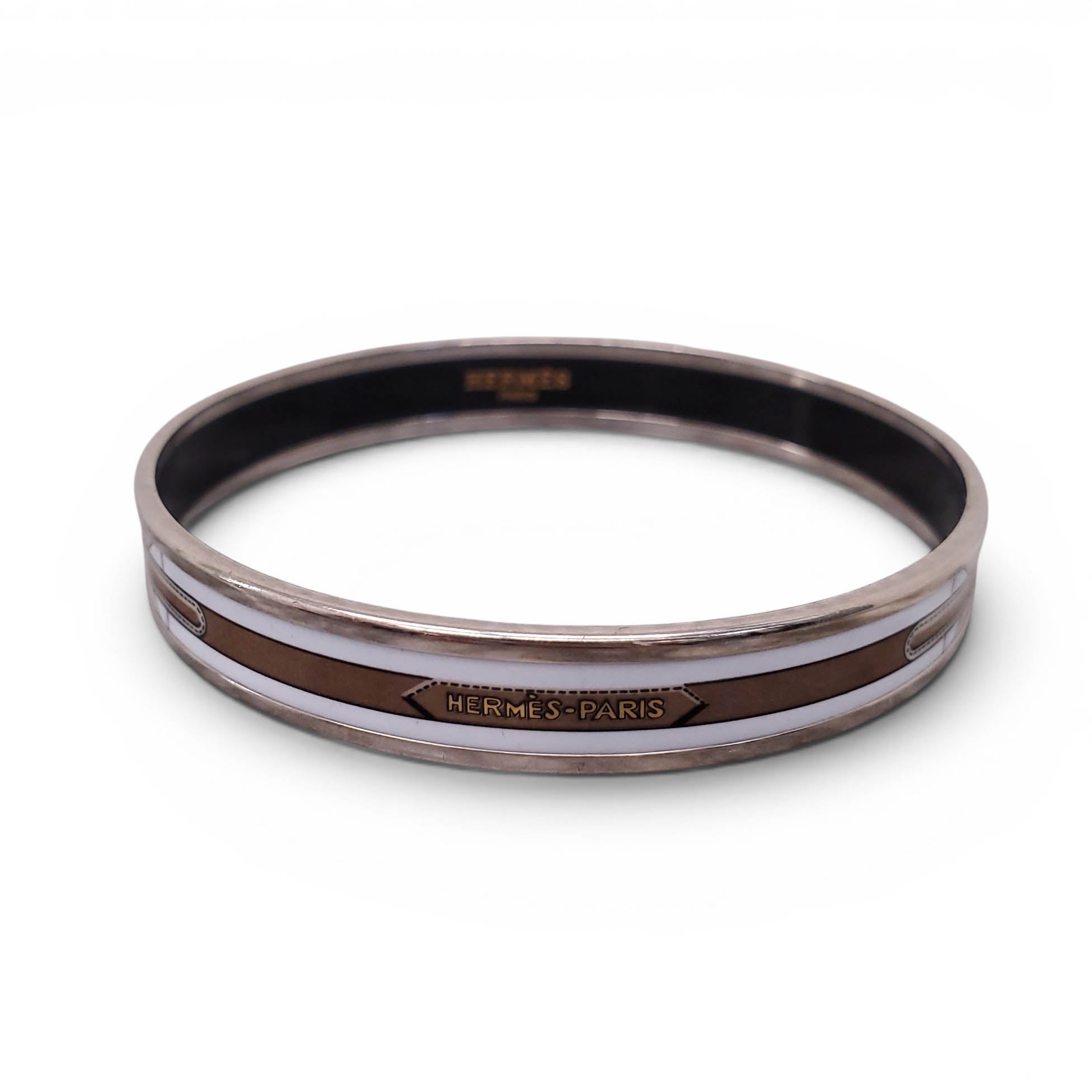 HERMÈS THIN BELT BUCKLE PATTERNED BANGLE - SIZE 70 MM