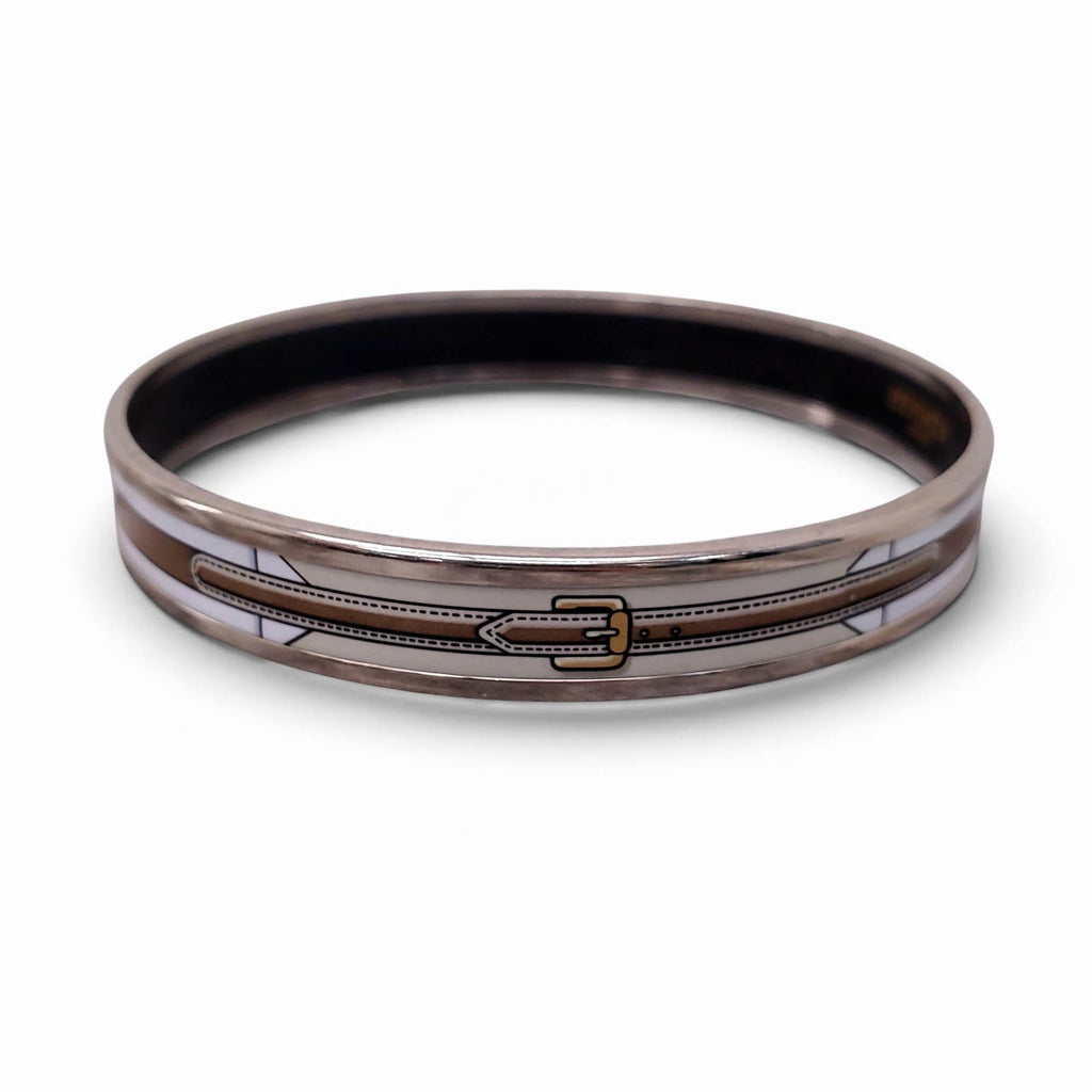 HERMÈS THIN BELT BUCKLE PATTERNED BANGLE - SIZE 70 MM