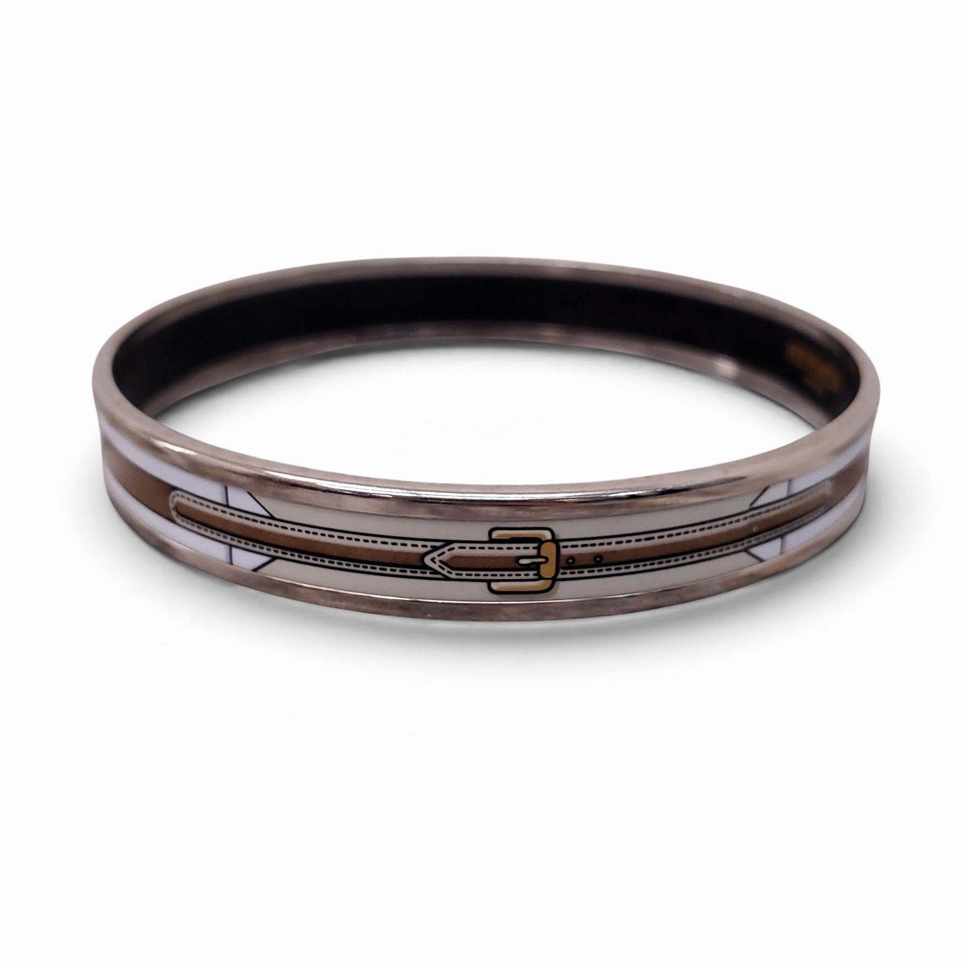 HERMÈS THIN BELT BUCKLE PATTERNED BANGLE - SIZE 70 MM