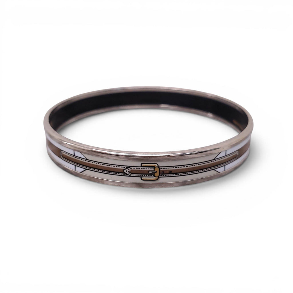 HERMÈS THIN BELT BUCKLE PATTERNED BANGLE - SIZE 70 MM