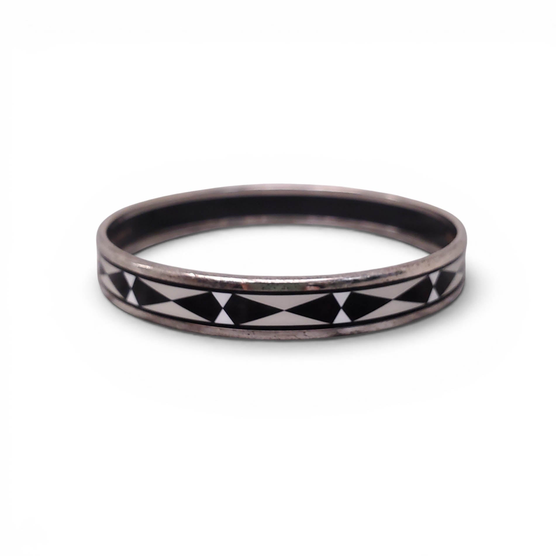 HERMÈS THIN GEOMETRIC PATTERNED BANGLE - SIZE 70