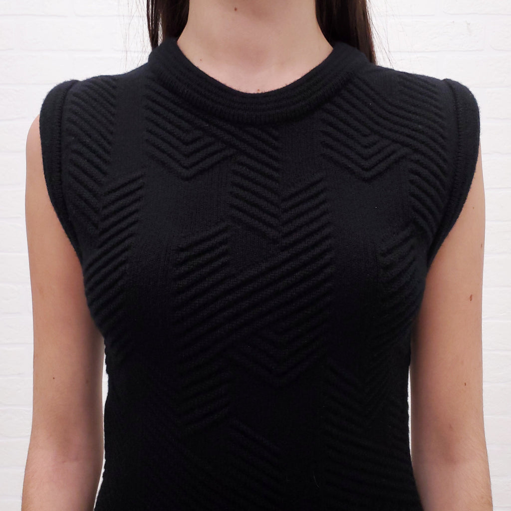 HERMÈS WOOL BLACK DRESS - SIZE 34