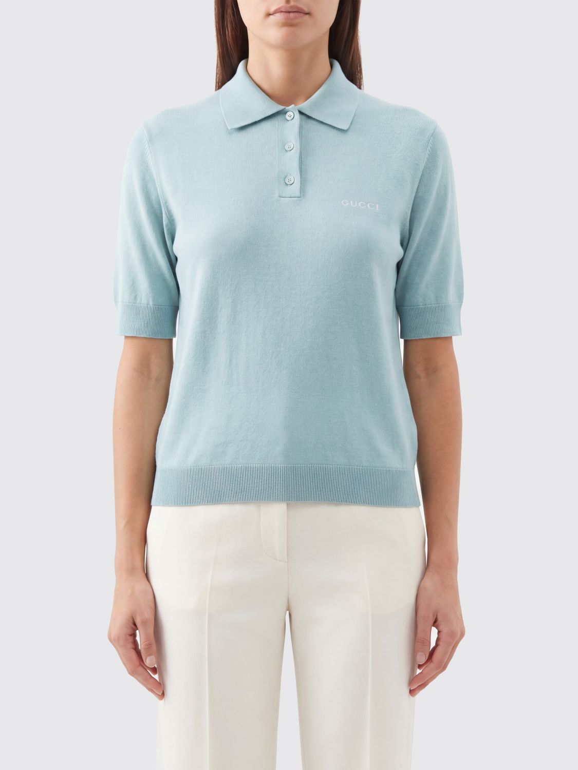 Gucci Polo Shirt Woman Gnawed Blue