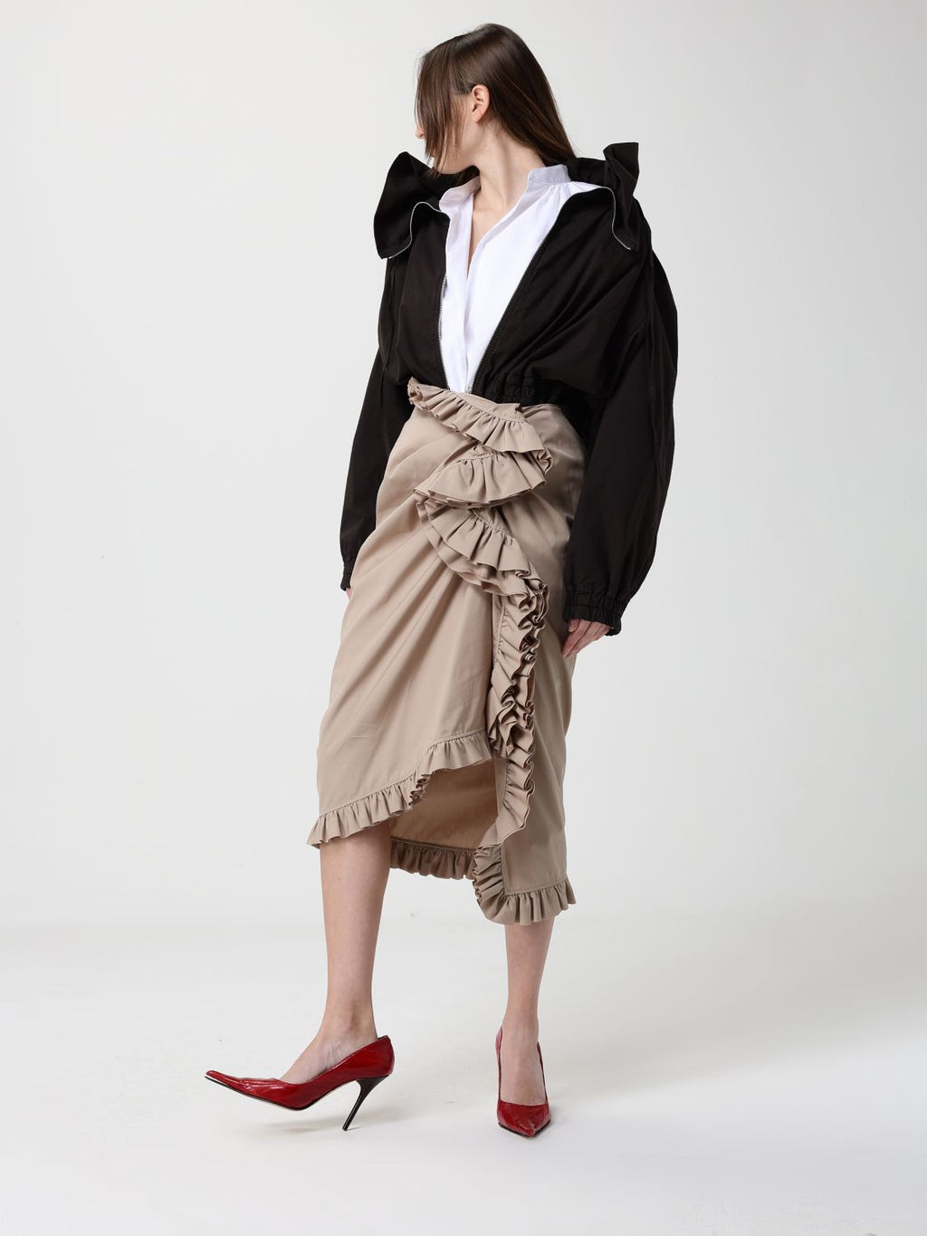Dries Van Noten Women Cotton Blend Ruffled Jacket