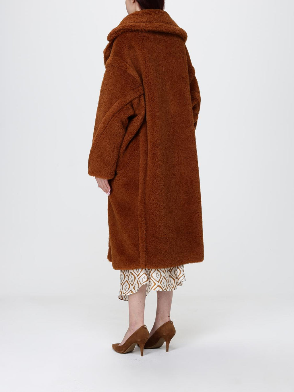 Max Mara Fur Coat Woman Brown