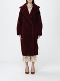 Max Mara Fur Coat Woman Burgundy