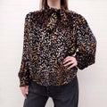 IRO BLACK AND RAINBOW LEOPARD BLOUSE WITH TIE - SIZE 40
