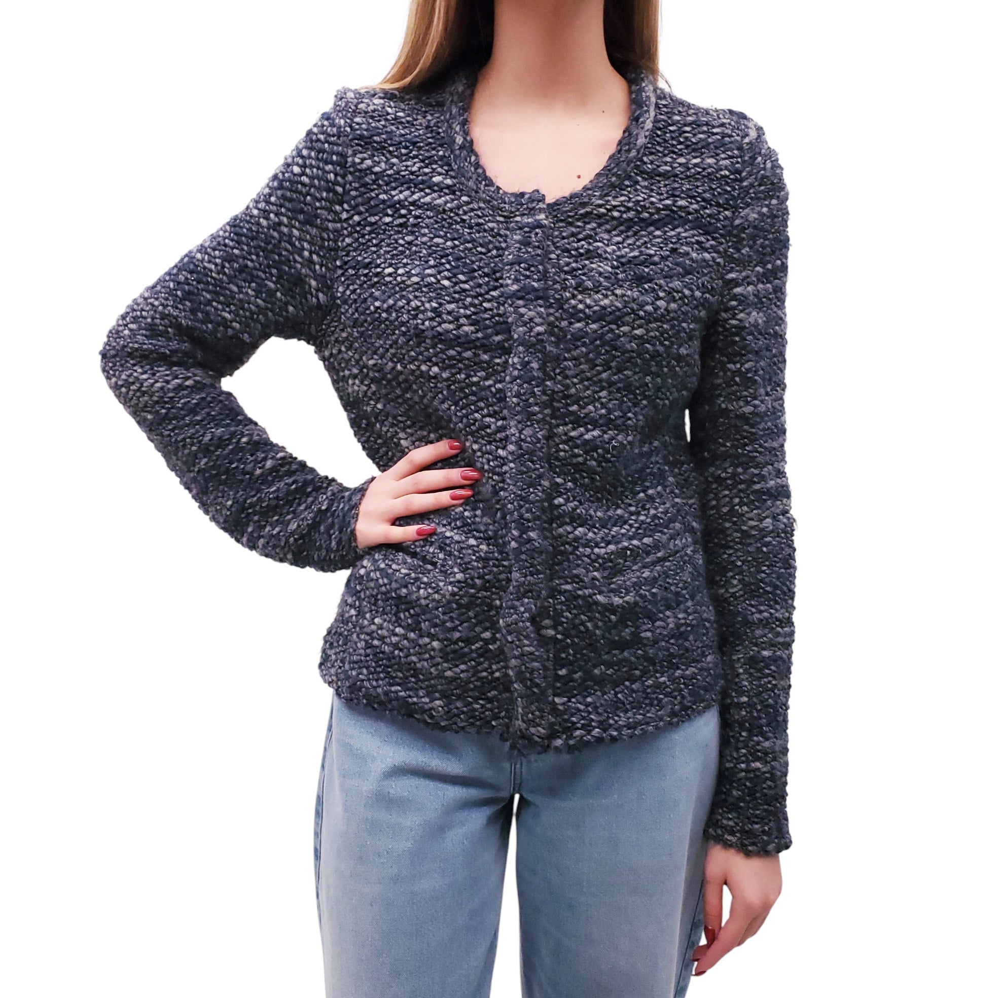 IRO KNIT SNAP BUTTON SWEATER JACKET - SIZE 40