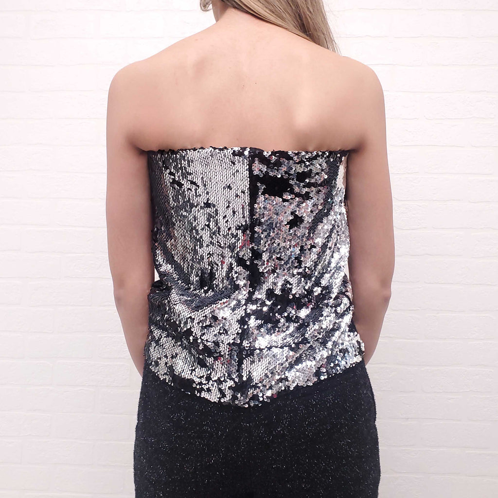 ISABEL MARANT BLACK LABEL SEQUIN BUSTIER TOP - SIZE T2(M)