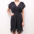 ISABEL MARANT BLACK PATTERNED DRESS WITH GOLD STITCHING DETAIL - SIZE 38