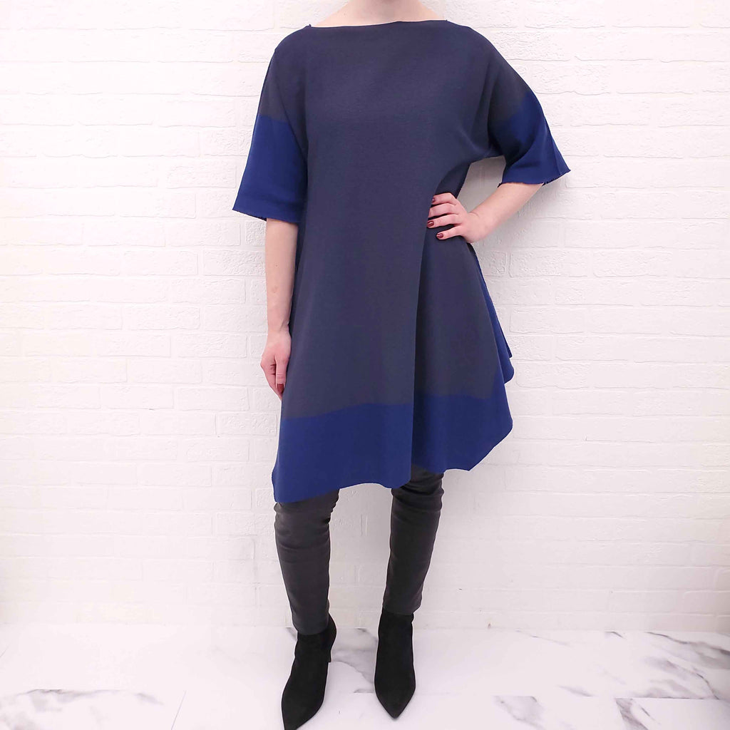 ISSEY MIYAKE BLUE KNIT DRESS - SIZE 2 (M)