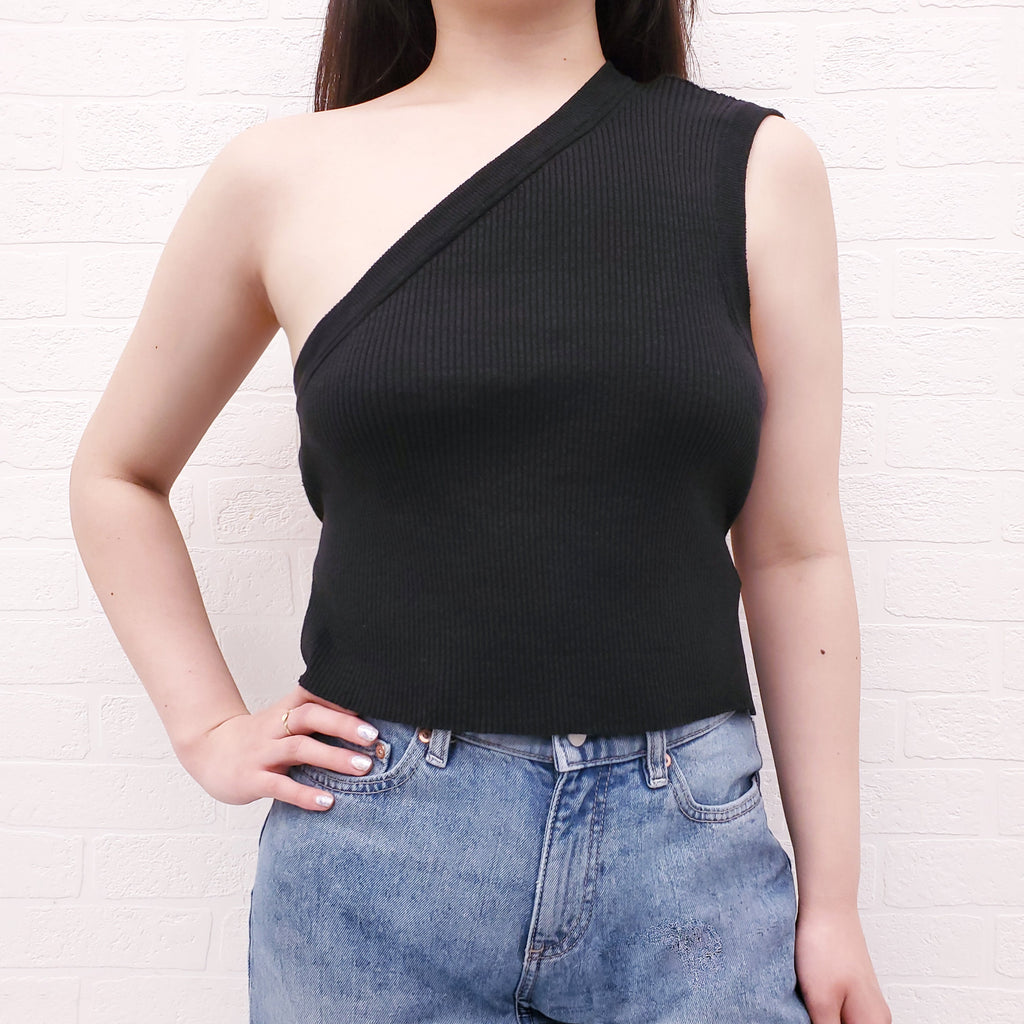 JACQUEMUS BLACK RIBBED OPEN BACK TANK TOP - SIZE 40