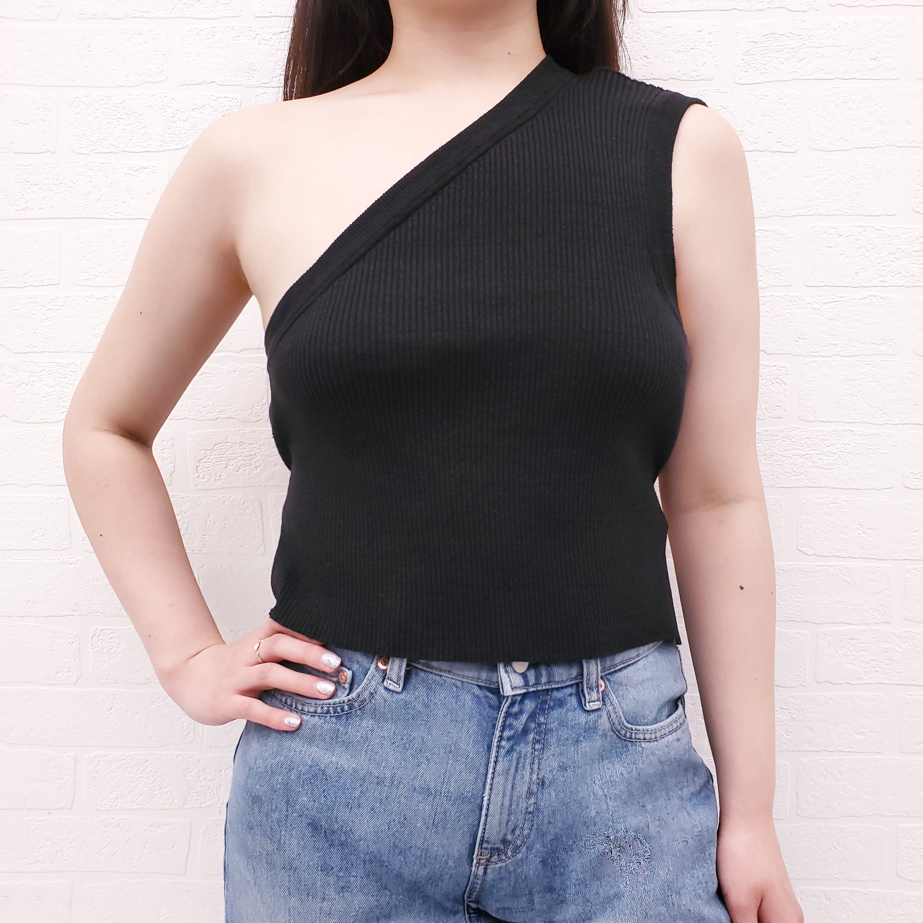 JACQUEMUS BLACK RIBBED OPEN BACK TANK TOP - SIZE 40