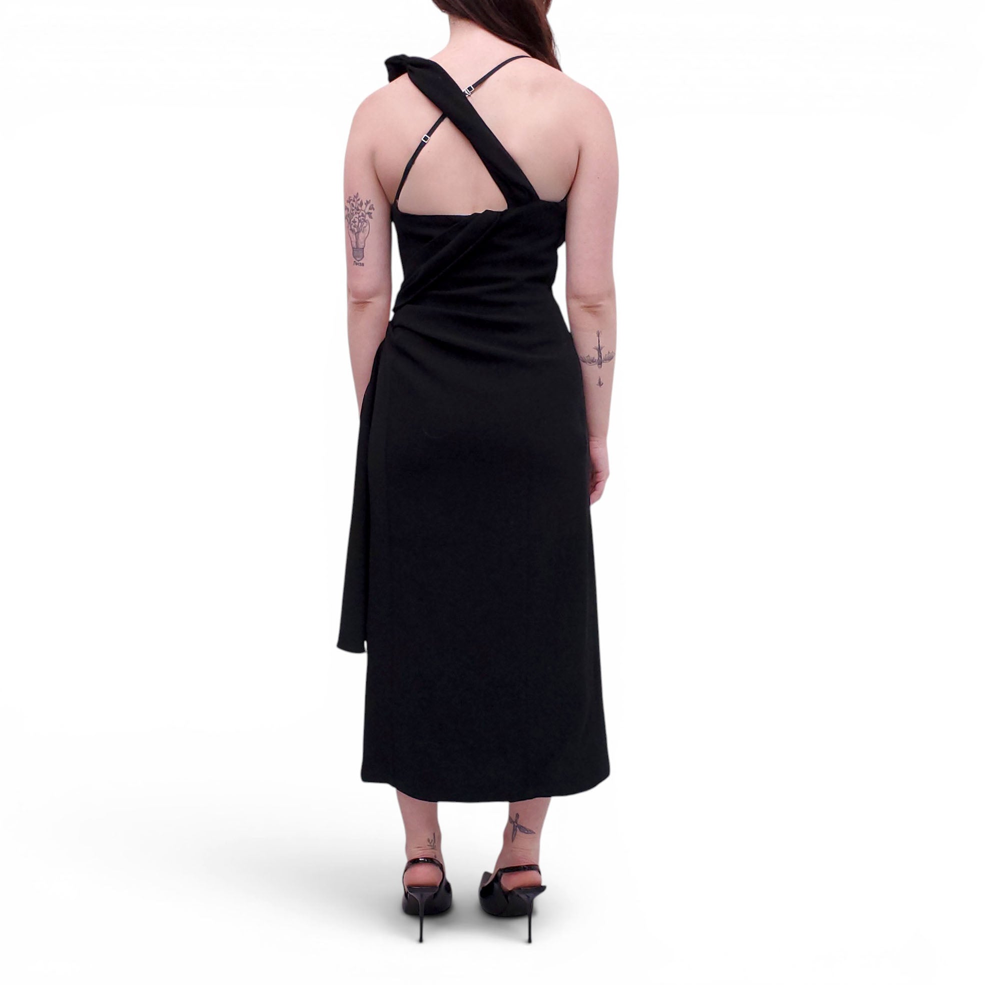 JACQUEMUS BLACK 'LE RAPHIA' RUCHED DRESS - SIZE 38