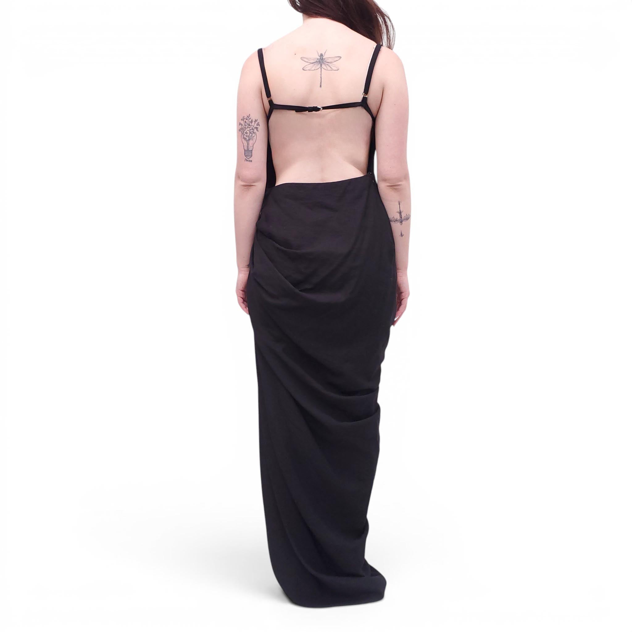 JACQUEMUS BLACK 'LE SPLASH' RUCHED DRESS - SIZE 42