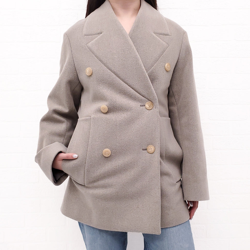 JACQUEMUS CABAN DOUBLE BREASTED VIGRIN WOOL BLEND JACKET - SIZE 34