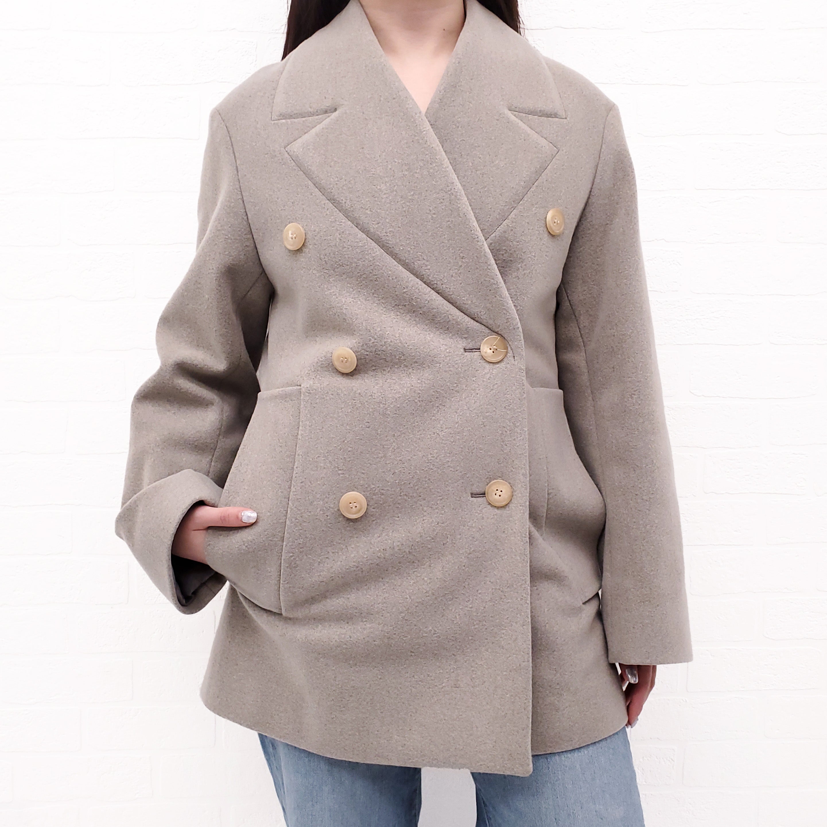JACQUEMUS CABAN DOUBLE BREASTED VIGRIN WOOL BLEND JACKET - SIZE 34