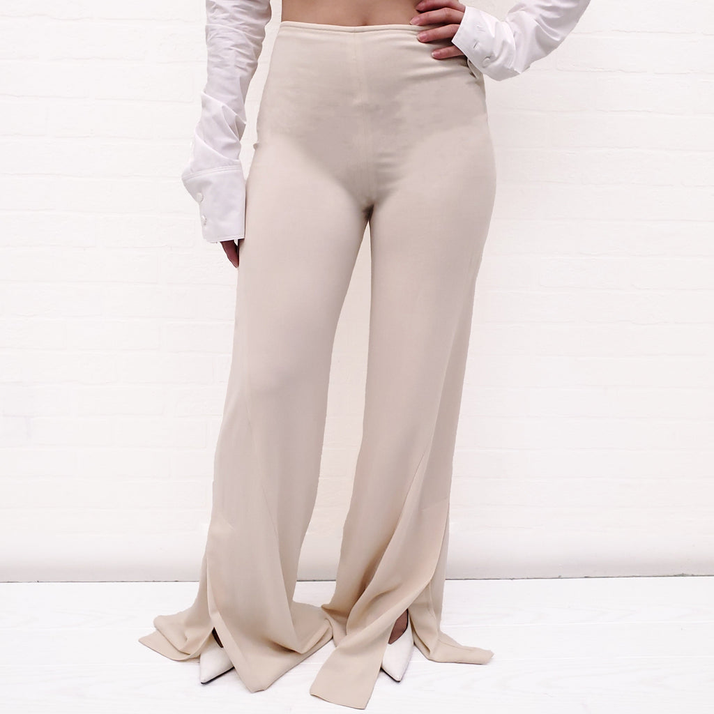 JACQUEMUS CREAM WIDE LEG PANTS - SIZE 34