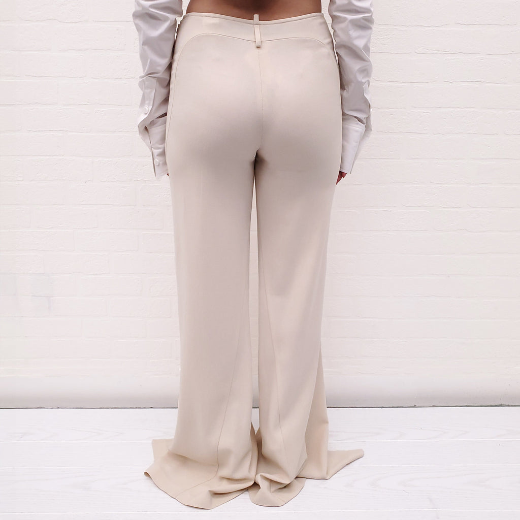 JACQUEMUS CREAM WIDE LEG PANTS - SIZE 34