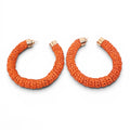 JACQUEMUS ORANGE RAFFIA HOOP EARRINGS