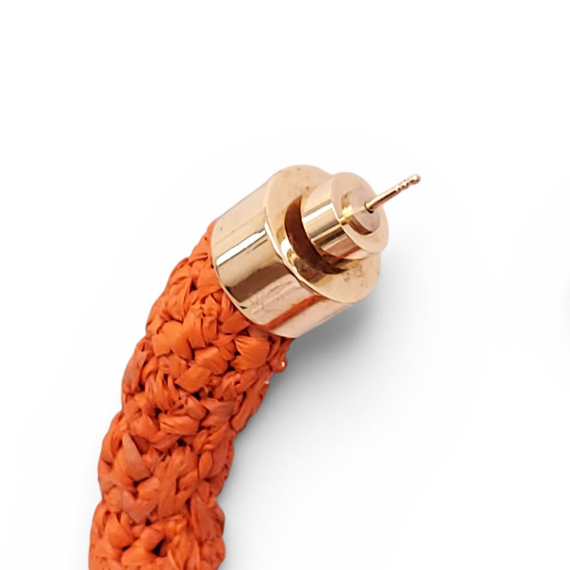 JACQUEMUS ORANGE RAFFIA HOOP EARRINGS