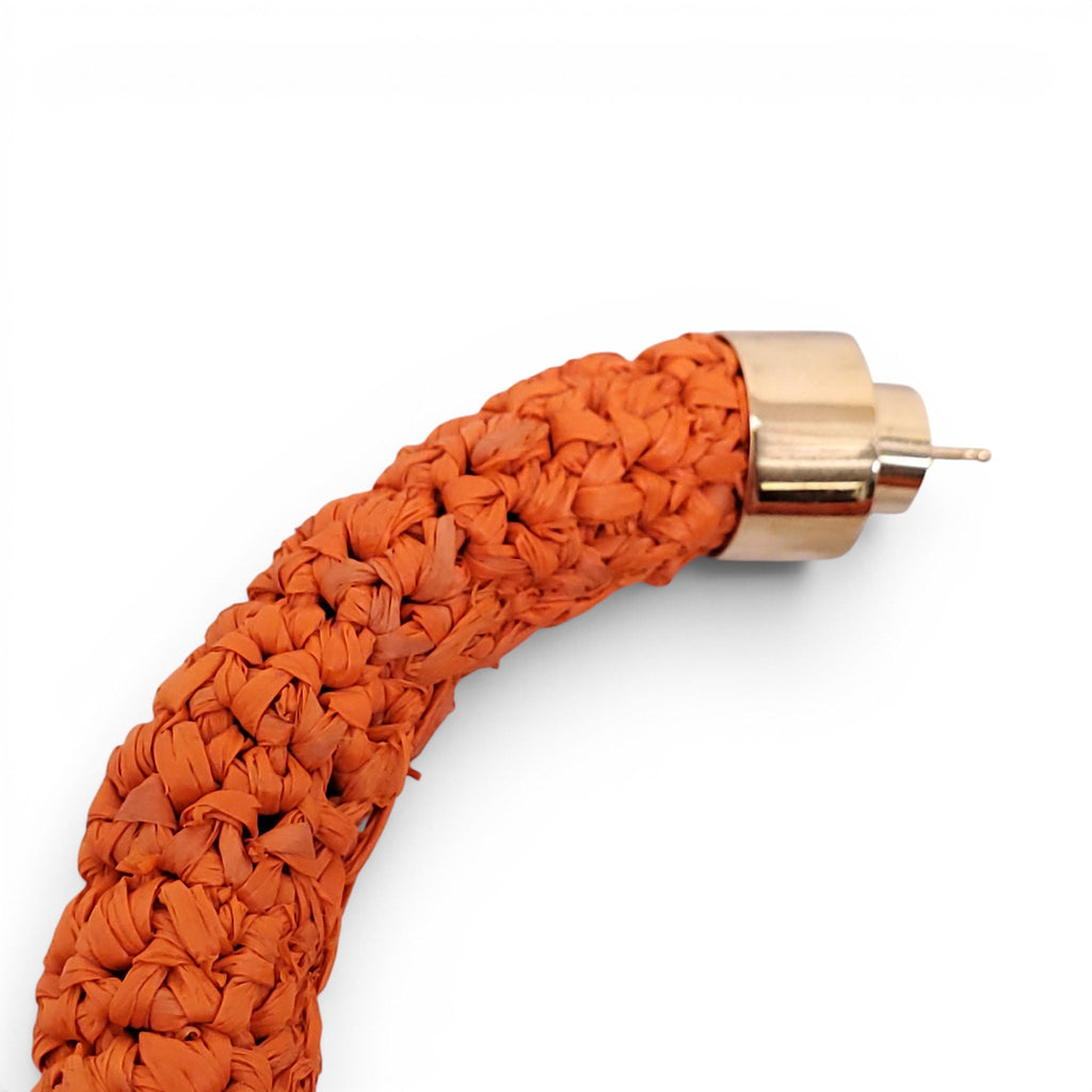 JACQUEMUS ORANGE RAFFIA HOOP EARRINGS